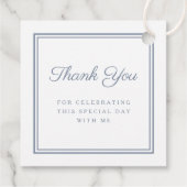 Modern Dusty Blue Thank You Boy First Communion Bedankjes Labels (Achterkant)