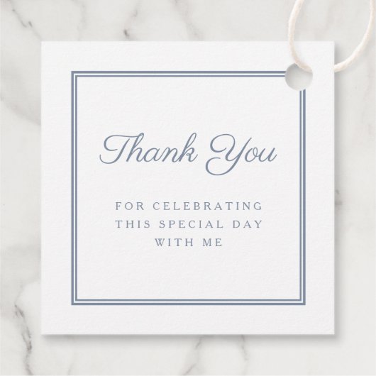 Modern Dusty Blue Thank You Boy First Communion Bedankjes Labels (Achterkant)