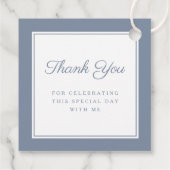 Modern Dusty Blue Thank You Boy First Communion Bedankjes Labels (Achterkant)