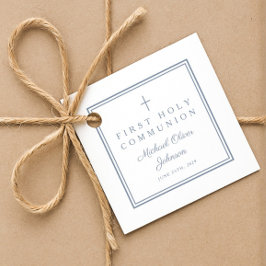 Modern Dusty Blue Thank You Boy First Communion Bedankjes Labels