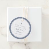 Modern Dusty Blue Thank You Boy First Communion Bedankjes Labels (In situ)