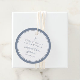 Modern Dusty Blue Thank You Boy First Communion Bedankjes Labels