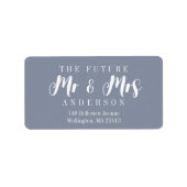 Modern Dusty Blue The Future Mr en Mrs Script Etiket (Voorkant)