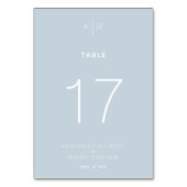 Modern Dusty Blue Trouwtafel Nummer Kaart (Voorkant)