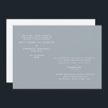 Modern Dusty Blue Two Venues Wedding Invitation Kaart<br><div class="desc">Modern Dusty Blue Wedding Invitation. Bride ouders vermeld. De ontwerper van het contact voor veranderingen in deze sjabloon om uw specifieke behoeften (b.v.: # van plaatsen,  ouders,  ontvangst) aan te passen</div>
