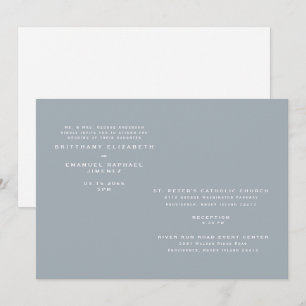 Modern Dusty Blue Two Venues Wedding Invitation Kaart