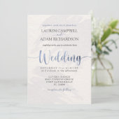 Modern Dusty Blue Typography Waterverf Invitation Kaart (Staand voorkant)