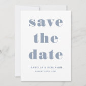 Modern Dusty Blue Typography Wedding Save The Date (Voorkant)