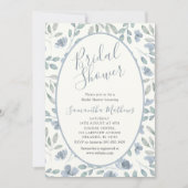 Modern Dusty Blue Watercolor Bridal Shower Kaart (Voorkant)
