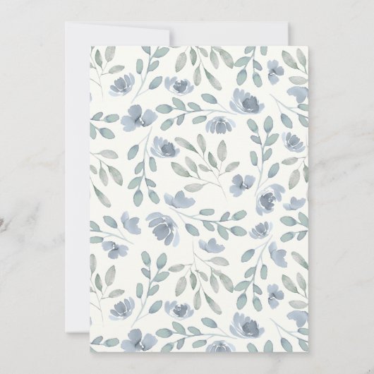 Modern Dusty Blue Watercolor Bridal Shower Kaart (Achterkant)