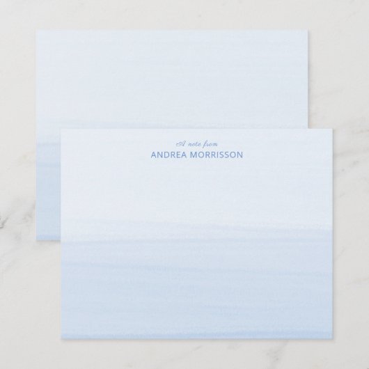 Modern Dusty Blue Waterverf Ombre Note Kaart Notitiekaartje (Voorkant / Achterkant)