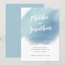 Modern Dusty Blue Waterverf Ombre Wedding