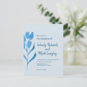 Modern Dusty Blue Waterverf Wedding Invitation Briefkaart (Staand voorkant)