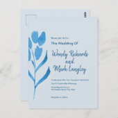 Modern Dusty Blue Waterverf Wedding Invitation Briefkaart (Voorkant / Achterkant)