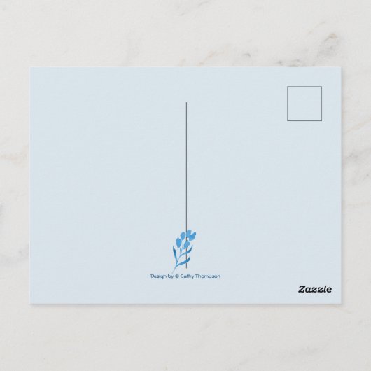 Modern Dusty Blue Waterverf Wedding Invitation Briefkaart (Achterkant)