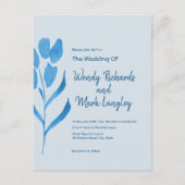 Modern Dusty Blue Waterverf Wedding Invitation Briefkaart (Voorkant)