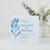 Modern Dusty Blue Waterverf Wedding Invitation Kaart (Staand voorkant)