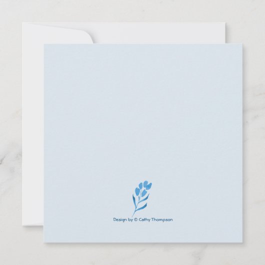 Modern Dusty Blue Waterverf Wedding Invitation Kaart (Achterkant)