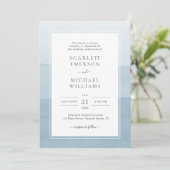 Modern Dusty Blue Waterverf Wedding Kaart (Staand voorkant)