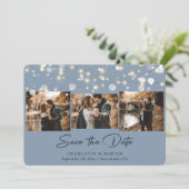 Modern Dusty Blue Wedding 3 Foto slaat de datum op Save The Date (Staand voorkant)