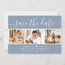 Modern Dusty Blue Wedding 4 Foto Save The Date