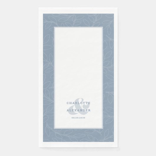 Modern Dusty Blue Wedding Bride & Groom Pattern Servet (Voorkant)