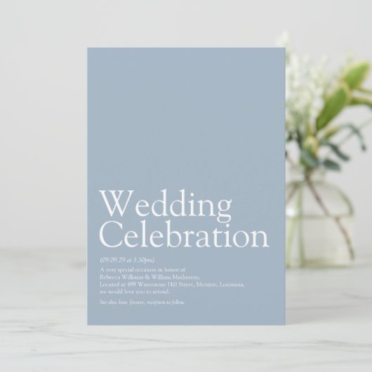 Modern Dusty Blue Wedding Definition Kaart (Staand voorkant)