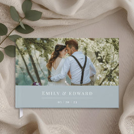 Modern Dusty Blue Wedding Foto Gastenboek