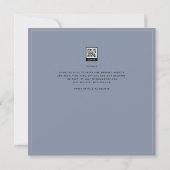 Modern Dusty Blue Wedding Invitation Gold (Achterkant)