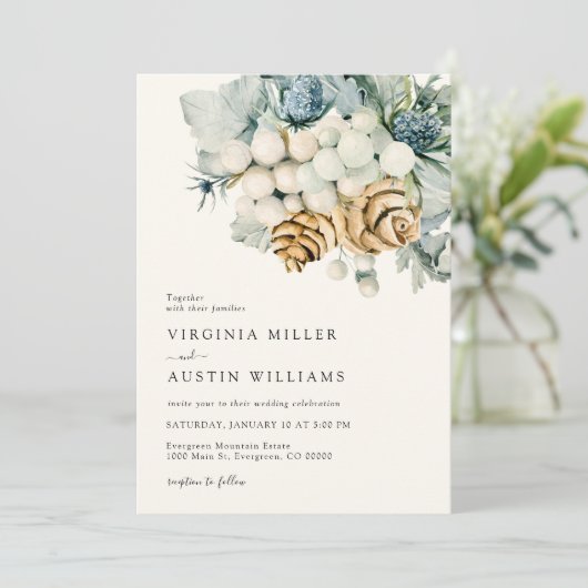 Modern Dusty Blue Wedding Invitation Kaart (Staand voorkant)