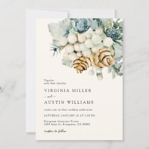 Modern Dusty Blue Wedding Invitation Kaart
