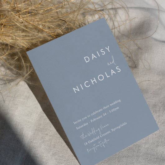 Modern Dusty Blue Wedding Kaart