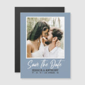 Modern Dusty Blue Wedding Magnetic Invitation (Voorkant / Achterkant)