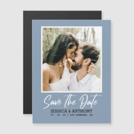 Modern Dusty Blue Wedding Magnetic Invitation