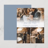 Modern Dusty Blue Wedding Photo Save the Date Kaar Aankondiging (Voorkant / Achterkant)