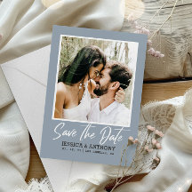 Modern Dusty Blue Wedding | QR-code Opslaan datum