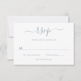 Modern Dusty Blue Wedding RSVP Kaarten