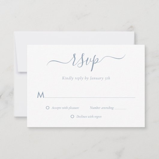 Modern Dusty Blue Wedding RSVP Kaarten (Voorkant)