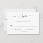 Modern Dusty Blue Wedding RSVP Kaarten Kaartje (Voorkant)