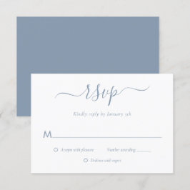Modern Dusty Blue Wedding RSVP Kaarten Kaartje
