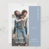 Modern Dusty Blue Wedding Save the Date (Voorkant)