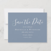 Modern Dusty Blue Wedding Save the Date (Voorkant)