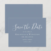 Modern Dusty Blue Wedding Save the Date (Voorkant / Achterkant)