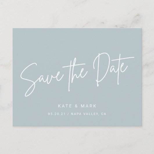 Modern Dusty Blue Wedding Save the Date Briefkaart (Voorkant)