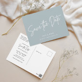 Modern Dusty Blue Wedding Save the Date Briefkaart