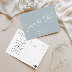 Modern Dusty Blue Wedding Save the Date Briefkaart