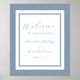 Modern Dusty Blue Wedding Welcome Sign Poster