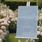 Modern Dusty Blue Wedding Welkom Acryl Bord
