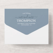 Modern Dusty Blue Whimsical Ampersand Wedding All In One Uitnodiging (Achterkant)