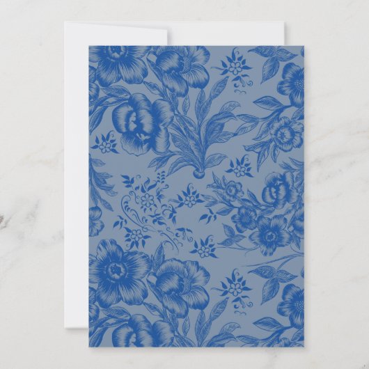 Modern Dusty Blue & White bloemenbruiloft Kaart (Achterkant)